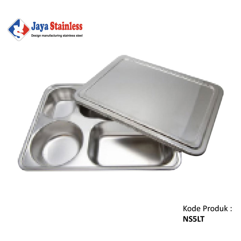 Nampan-Stainless-5-Lubang-Tutup Nampan-Melamin-Untuk-Food-Warmer
