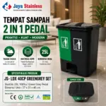 tempat sampah pedal hdpe 2 in 1 hijau hitam