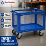 troli besi dengan pagar jaring kerangkeng buka tutup