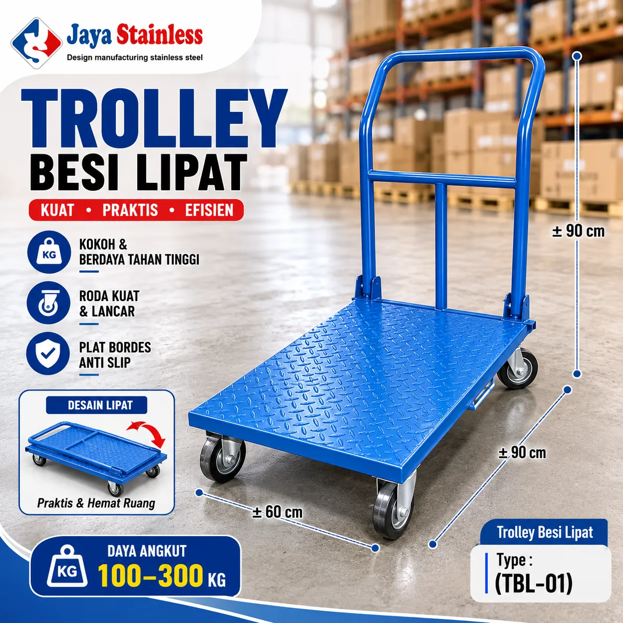 troli brang jaya stainless besi