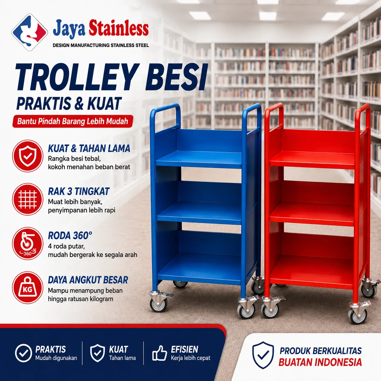 troli buku besi troli buku besi