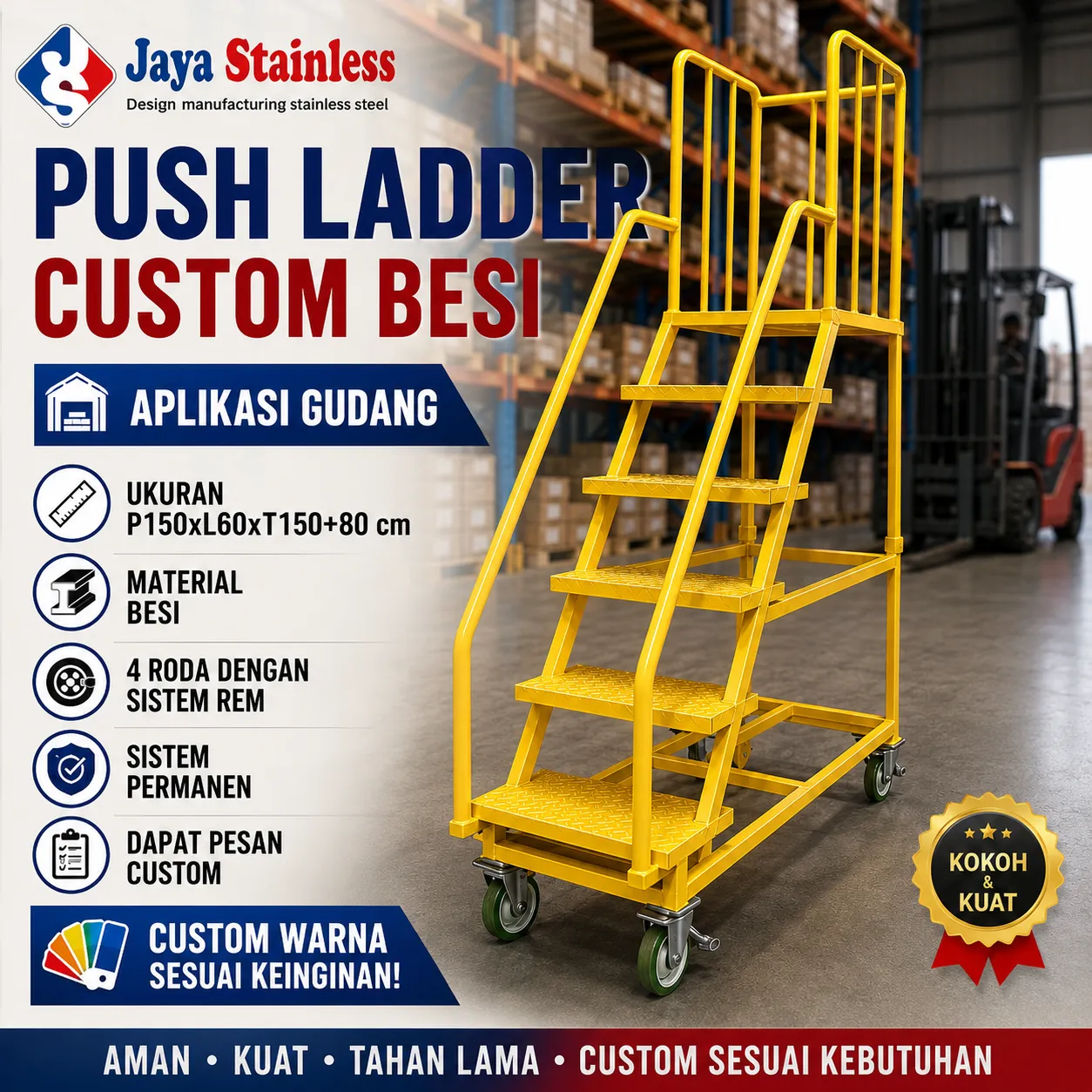 push ladder troli gudang besi_11zon push ladder troli gudang besi_11zon