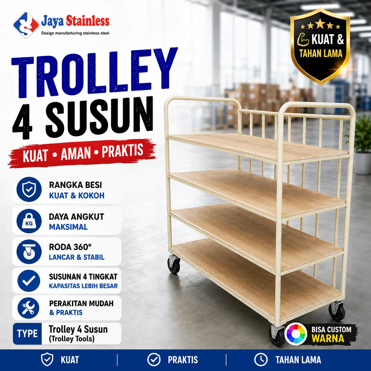 troli besi alas papan triplek kayu_11zon troli besi alas papan triplek kayu_11zon